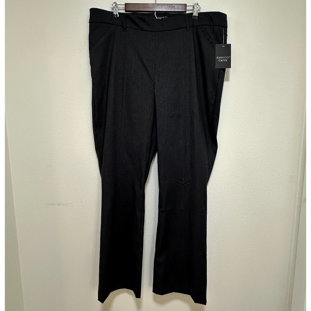 Rekucci Women's Pants 20W Black‎ Charcoal Bootcut Pull-On Ease Comfort NWT